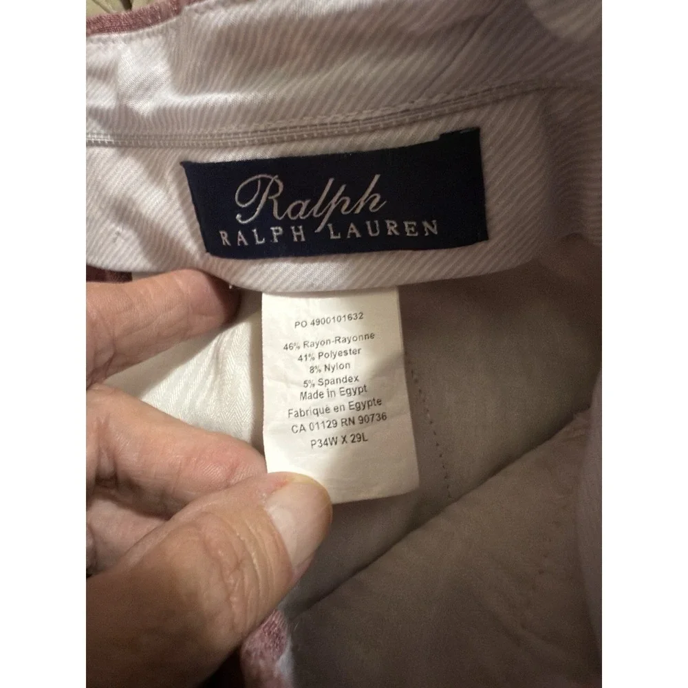 Ralph Ralph‎ Lauren Men's Dress Pants 34x29 Mauve/Dusty Rose Pleated Cuffed